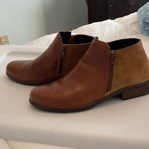 Naot Two-Tone Leather Ankle Boots
